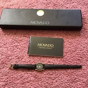 Movado Women's Watch with Black Band and Gold Accents